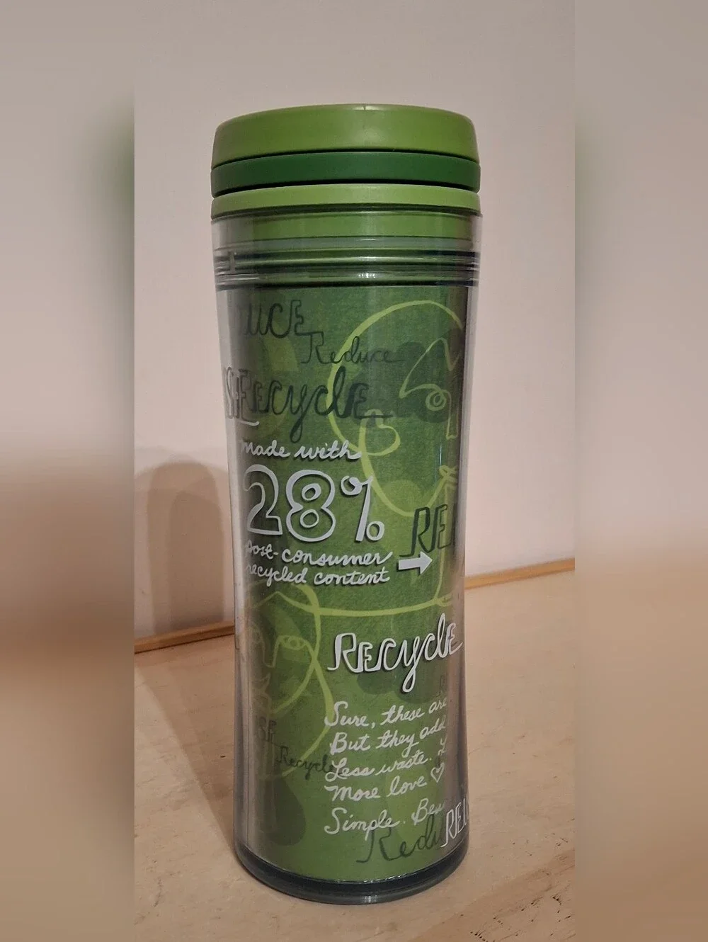 2008 Starbucks tumbler, green 